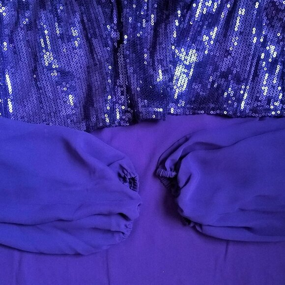 NWT Bright Purple Mesh Sequin Top, size M. - Picture 4 of 5